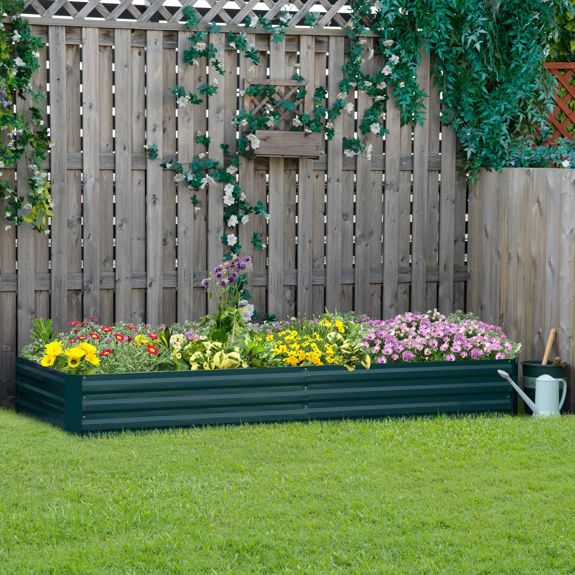 Alt View 1. Outsunny - x 36" x 12" Galvanized Raised Garden Bed, Easy DIY and Cleaning for Growing Flowers, Herbs - Green.