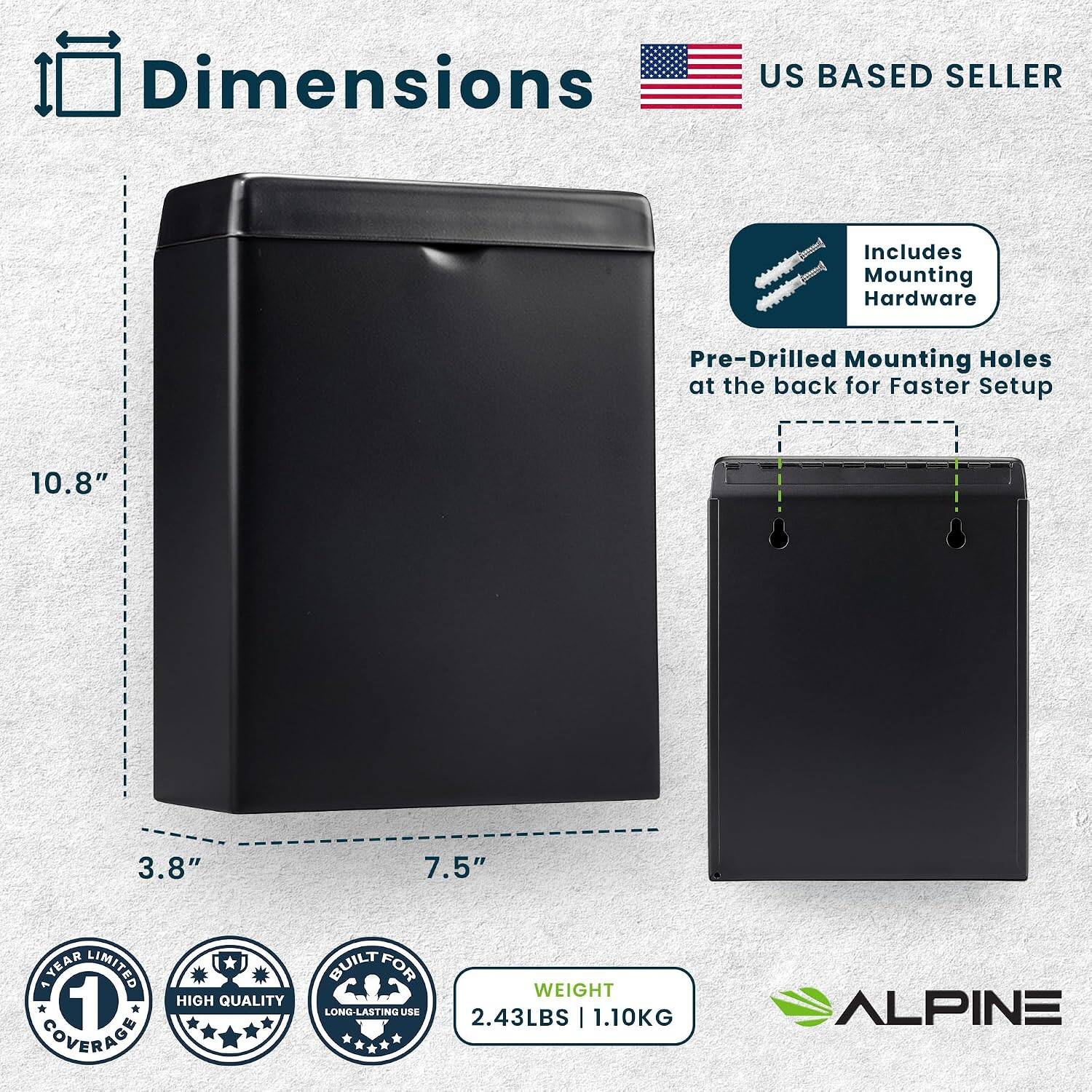 Dimensions
US BASED SELLER
Includes Mounting Hardware
Pre-Drilled Mounting Holes at the back for Faster Setup
10.8"
3.8"
7.5"
1 YEAR LIMITED BUILT FOR HIGH QUALITY LONG-LASTING USE COVERAGE
WEIGHT 2.43LBS 1.10KG
ALPINE