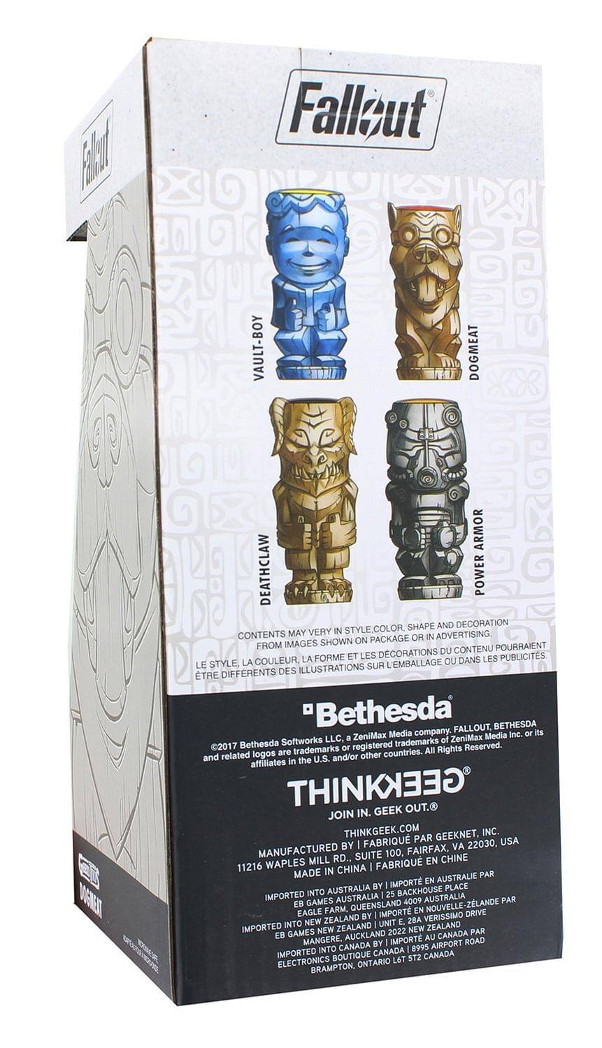 **Fallout**

- **Vault-Boy**
- **Dogmeat**
- **Deathclaw**
- **Power Armor**

**Contents may vary in style, color, shape and decoration. May vary from images shown on packaging or in advertising.**

**Bethesda**
- ©2017 Bethesda Softworks LLC, a ZeniMax Media Inc. subsidiary. FALLOUT, BETHESDA, and related logos are registered trademarks or trademarks of Bethesda Softworks LLC, a ZeniMax Media Inc. subsidiary, in the U.S. and/or other countries. All Rights Reserved.

**THINKGEEK**
- JOIN IN. GEEK OUT.
- THINKGEEK.COM
- GEEKNET, INC.
- MANUFACTURED BY: FAIRFAX, VA 22030, SUITE 100. MILL RD., USA
- MADE IN CHINA
- IMPORTED INTO AUSTRALIA BY: 25 BACKHOUSE GAMES AUSTRALIA 4009 AUSTRALIA
- IMPORTED INTO NEW ZEALAND BY: EAGLE FARM, QUEENSLAND, AUSTRALIA
- IMPORTED INTO CANADA BY: VERISSIMO