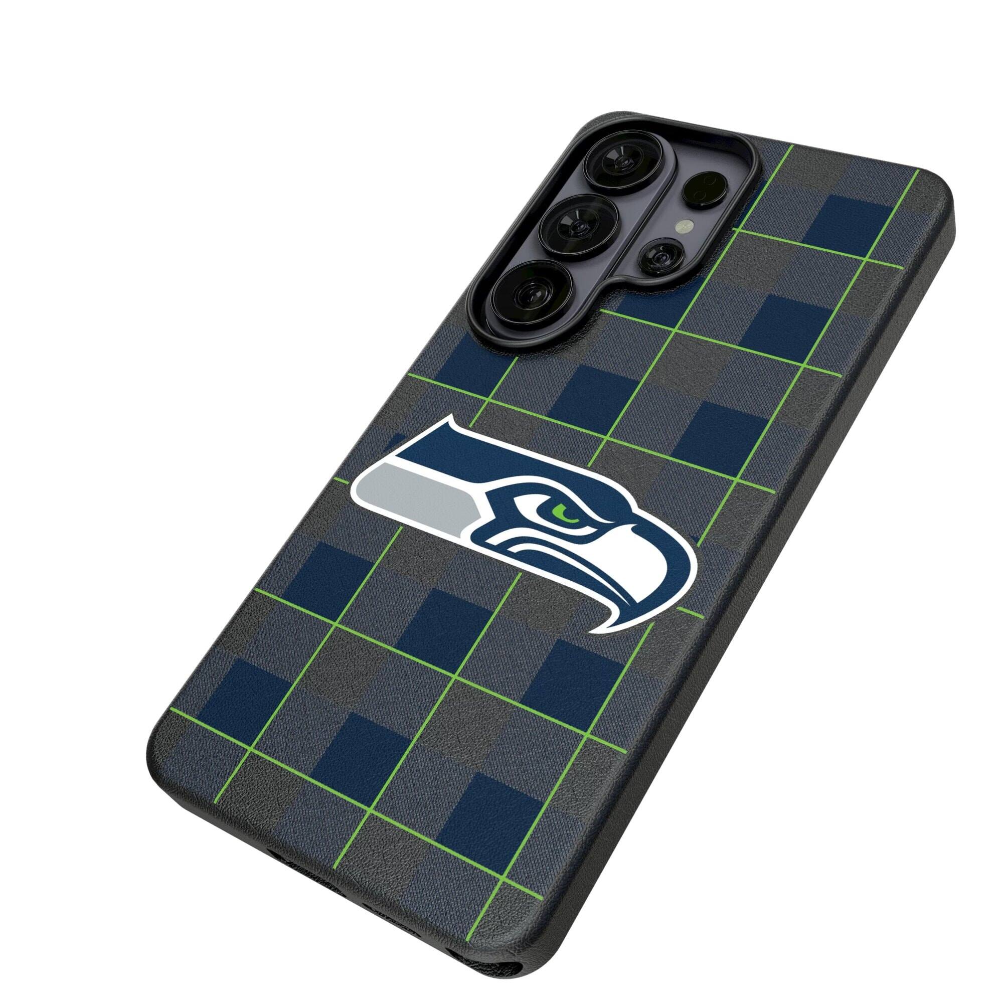 Alt View 1. Keyscaper - Seattle Seahawks Plaid Galaxy Magnetic Bump Case - S24 - Black.