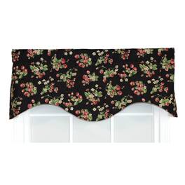 RLF Home - Strawberry Cornice 100% Cotton with Fully Lined 3" Rod Pocket Valnance for Windows 50" x 17" - Black