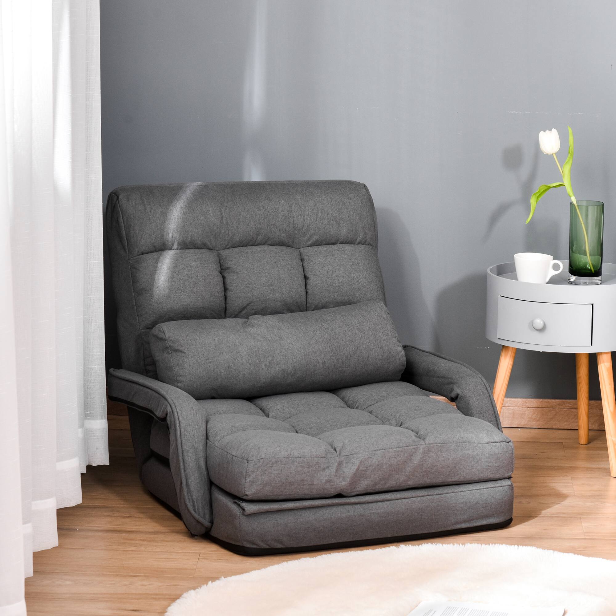 Back. SlickBlue - Sofa Chair & Single Bed – Foldable Convertible Couch for Home or Small Spaces - Grey.