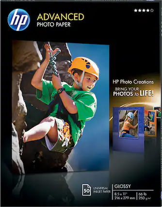 Front. HP - Advanced Glossy Photo Paper - White.