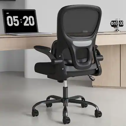 Front. GOODSILO - Ergonomic Mesh Office Chair with Lumbar Support and Flip-Up Armrests for Home and Office Use - Black.
