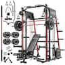 Mikolo - M4 2.0 Smith Machine, All-in-One Home Gym Power Cage with LAT Pulldown & Cable Crossover, Squat Rack for Body Workouts - Red