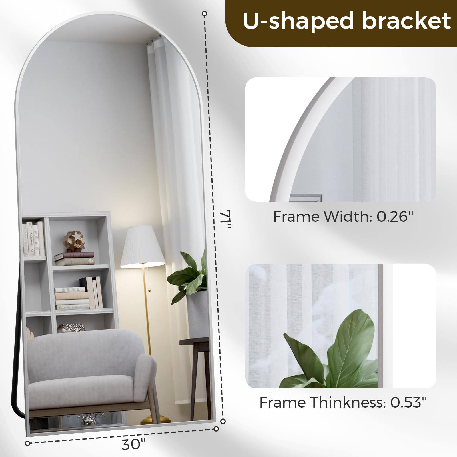 U-shaped bracket

Frame Width: 0.26"

Frame Thickness: 0.53"

30"