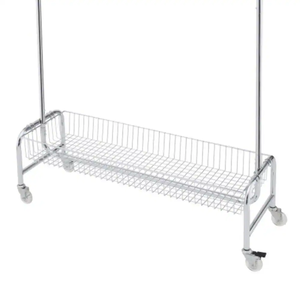 Back. LUCKY ONE - Rolling Garment Rack w/ Basket Heavy Duty 800LBS 2-Piece Set on Wheels - Silver.