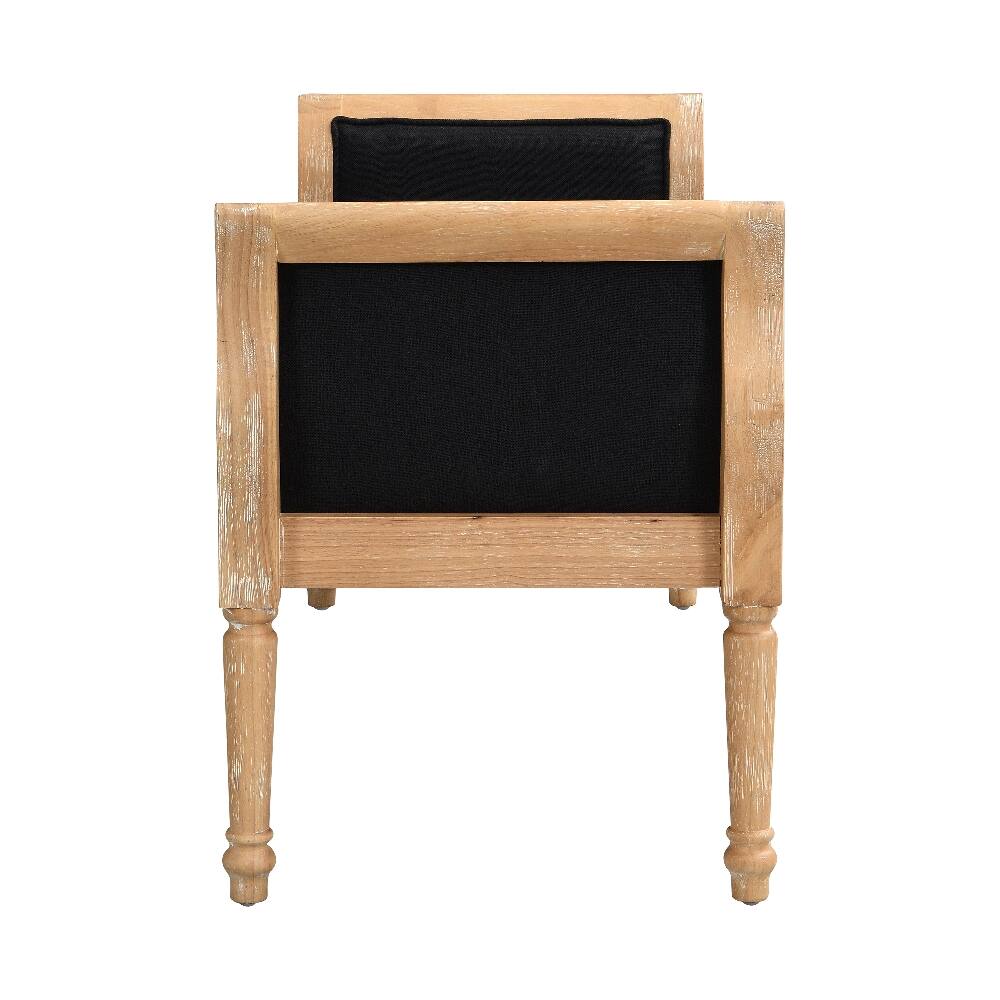 Alt View 6. Ropilly - Ropilly Modern Upholstered Entryway Bench, Charcoal Grey Fabric Seat with Natural Wood Frame and Curved Arms - Charcoal Grey.