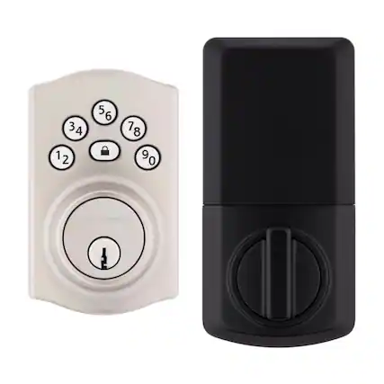 Front. Kwikset - Kwikset Satin Nickel Metal Electronic Keypad Entry Lock.
