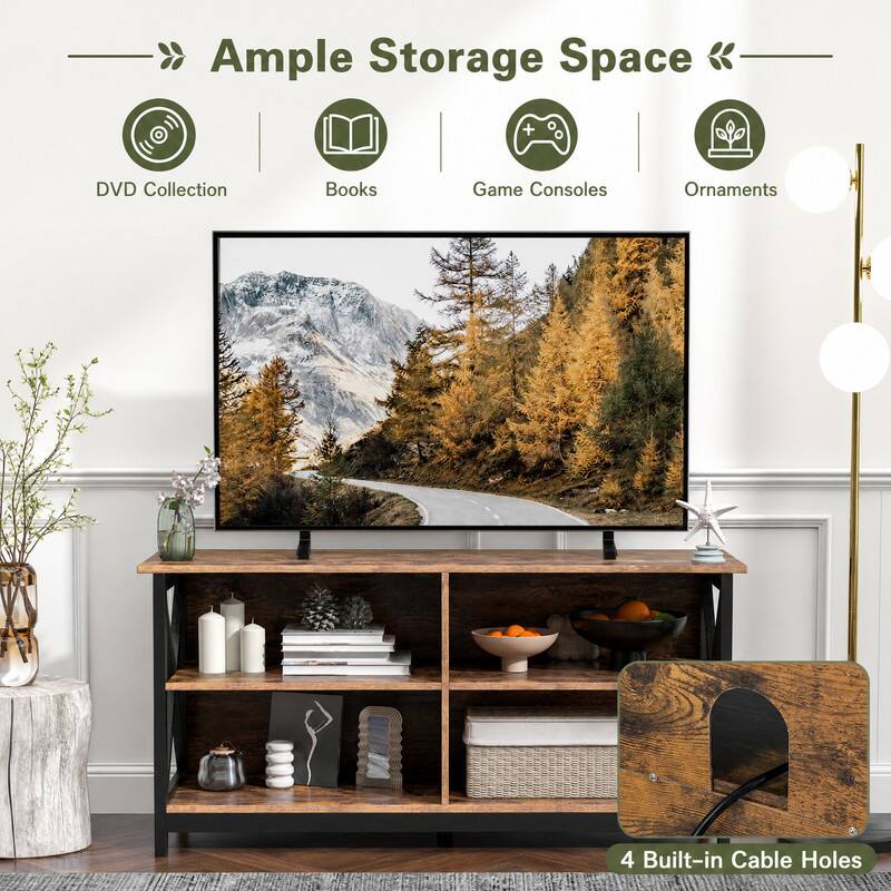 Ample Storage Space
- DVD Collection
- Books
- Game Consoles
- Ornaments
- 4 Built-in Cable Holes