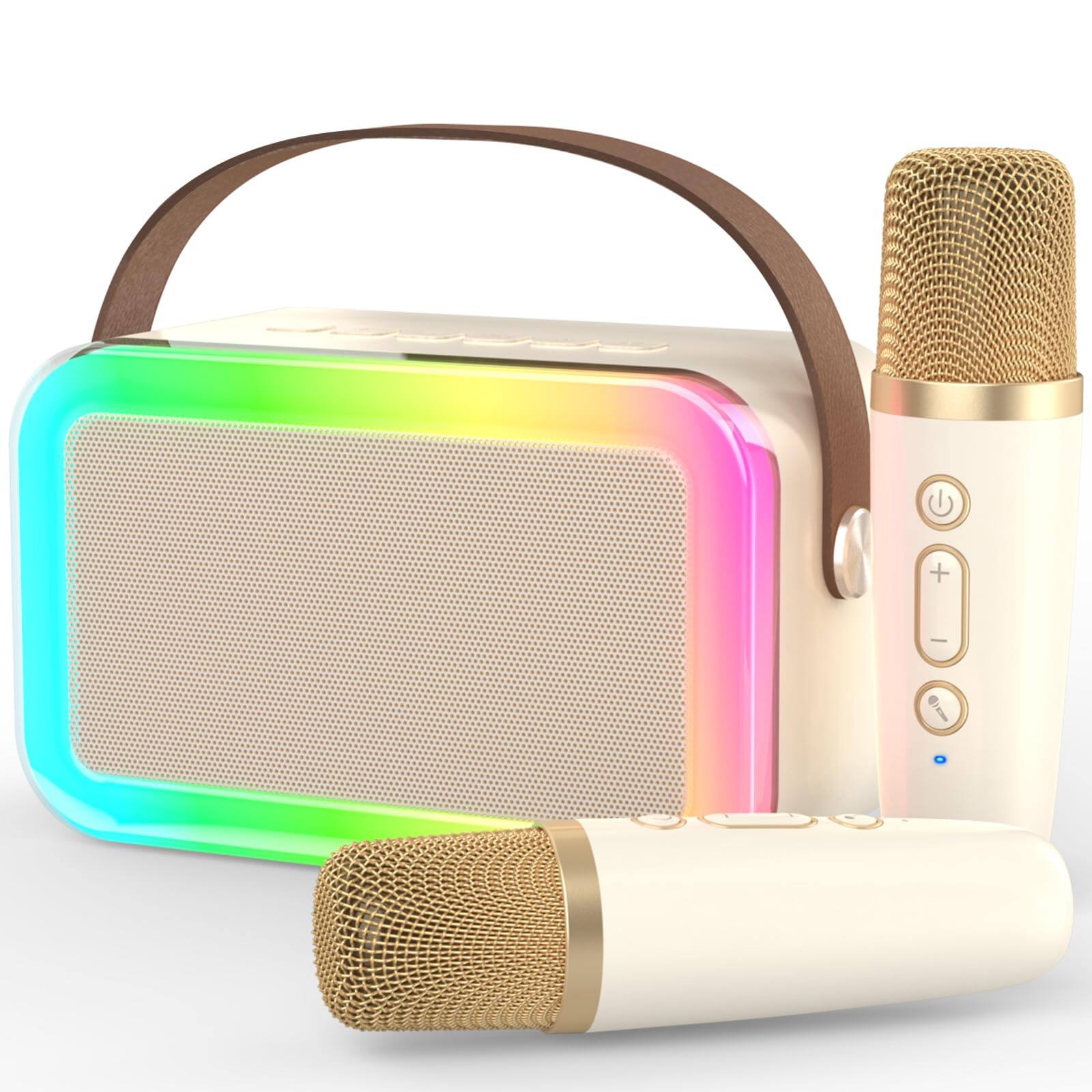 Beige 2 mics-rainbow lights