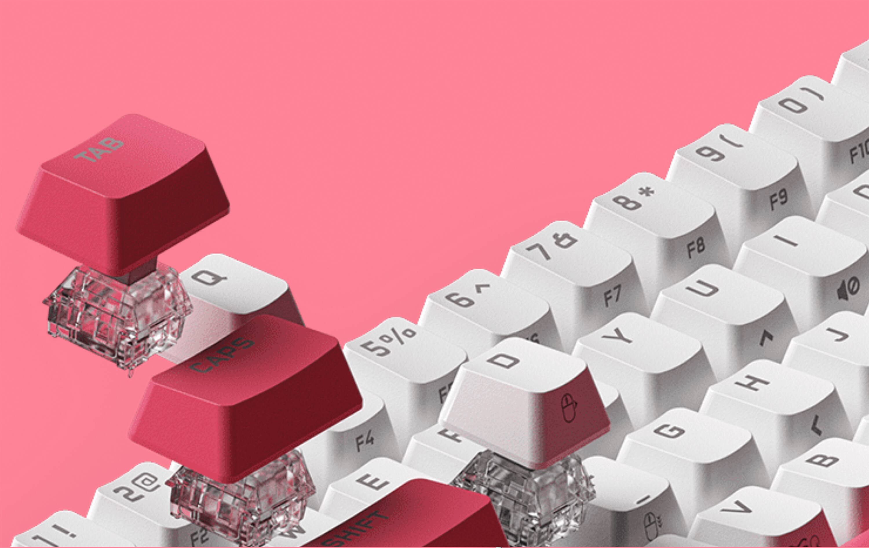 Alt View 11. CORSAIR - K65 RGB Mini Wired 60% Mechanical Cherry MX SPEED Linear Switch Gaming Keyboard with PBT Double-Shot Keycaps - Flavor Rush Bubblegum Pop.