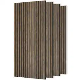 Homcom - x 24" Wood Panels for Wall, 4 Pack Acoustic Panels, Sound Absorbing Slat Wall for Wall Decor - Walnut