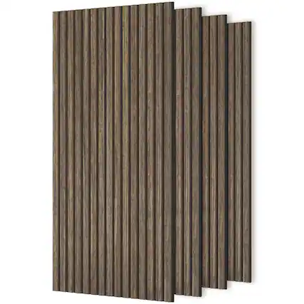 Front. Homcom - x 24" Wood Panels for Wall, 4 Pack Acoustic Panels, Sound Absorbing Slat Wall for Wall Decor - Walnut.