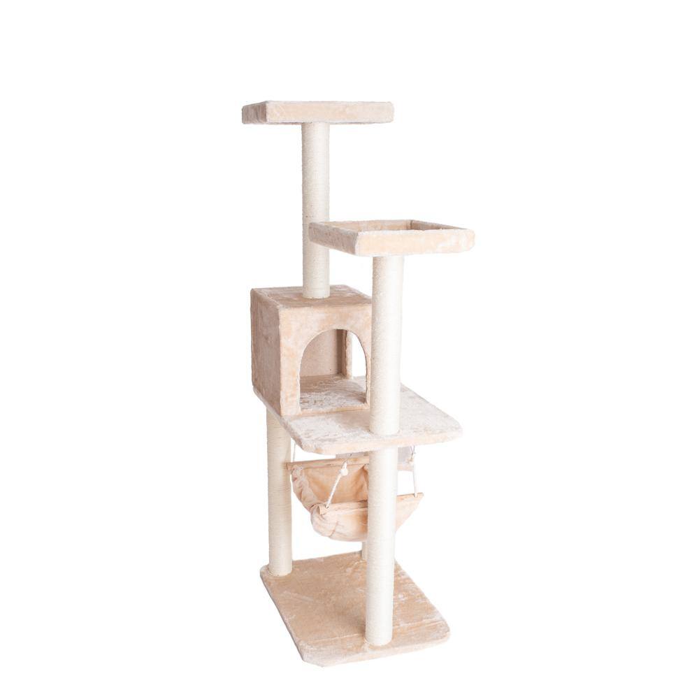 Alt View 4. Armarkat - 57Inch Real Wood Cat Tree In Beige With Perches Running Ramp.