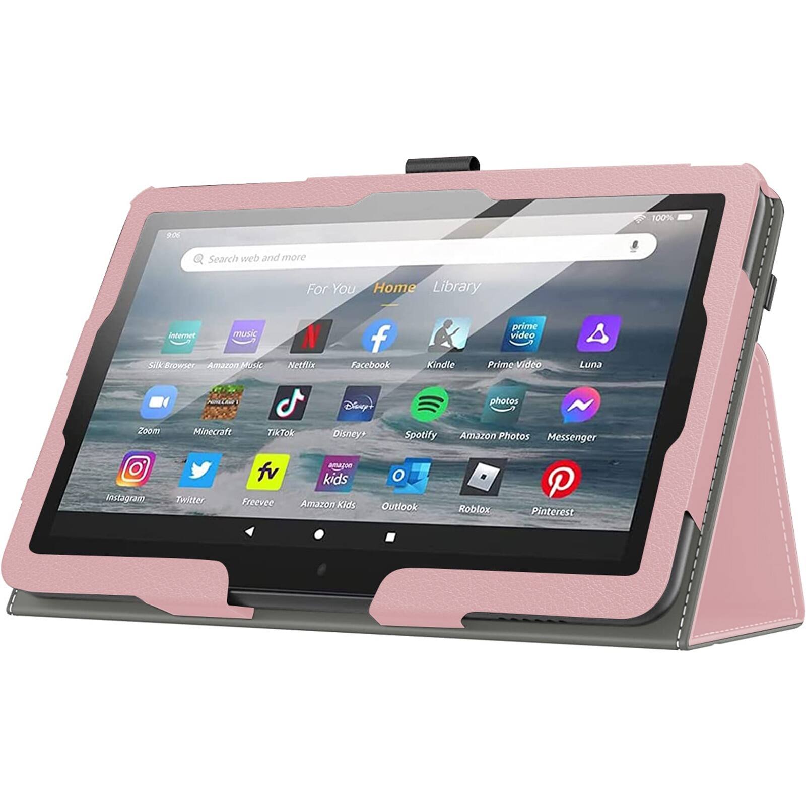 Left. SaharaCase - Hand Strap Series Folio Case for Amazon Fire 7 (2022) - Pink.