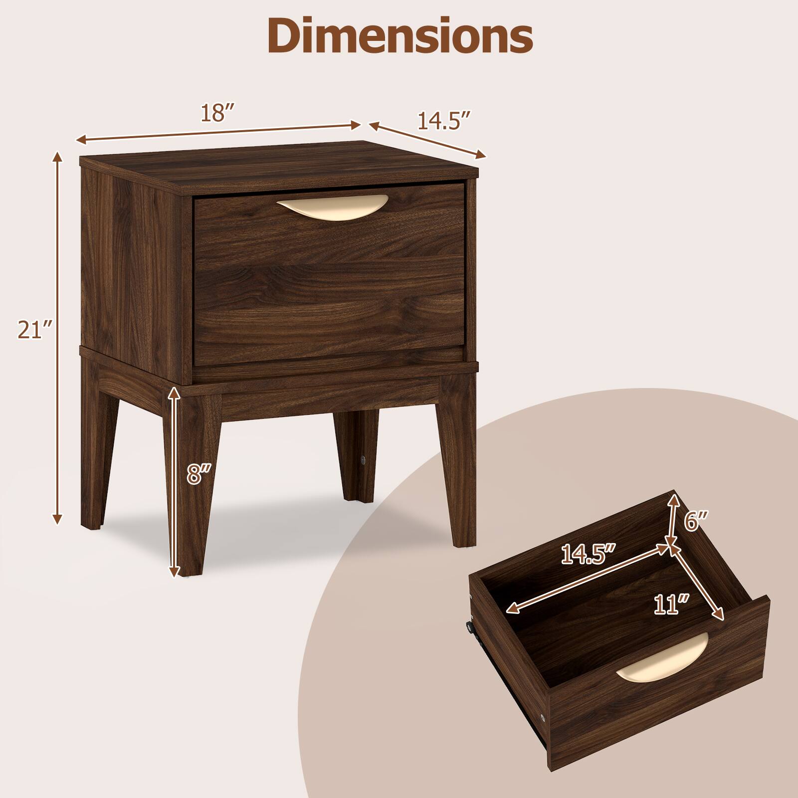 Dimensions: 18" x 14.5" x 21" x 8" x 14.5" x 6" x 11"