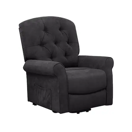 Front. Kadyn - Recliner Chair, Reclining Chair,Lounge Chair,Recliner Chair Sofa for Elderly with Side Pocket and Remote Control-Black - Black.