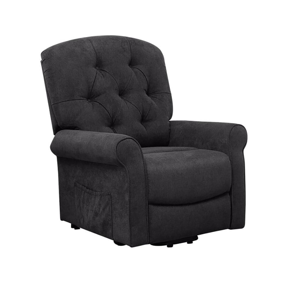 Front. Kadyn - Recliner Chair, Reclining Chair,Lounge Chair,Recliner Chair Sofa for Elderly with Side Pocket and Remote Control-Black - Black.