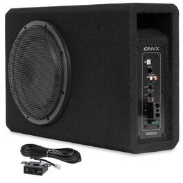 NVX - QB10SPA 1200W MAX (350W RMS) Single 10" Amplified Ported Loaded Subwoofer Enclosure with Remote Bass Knob