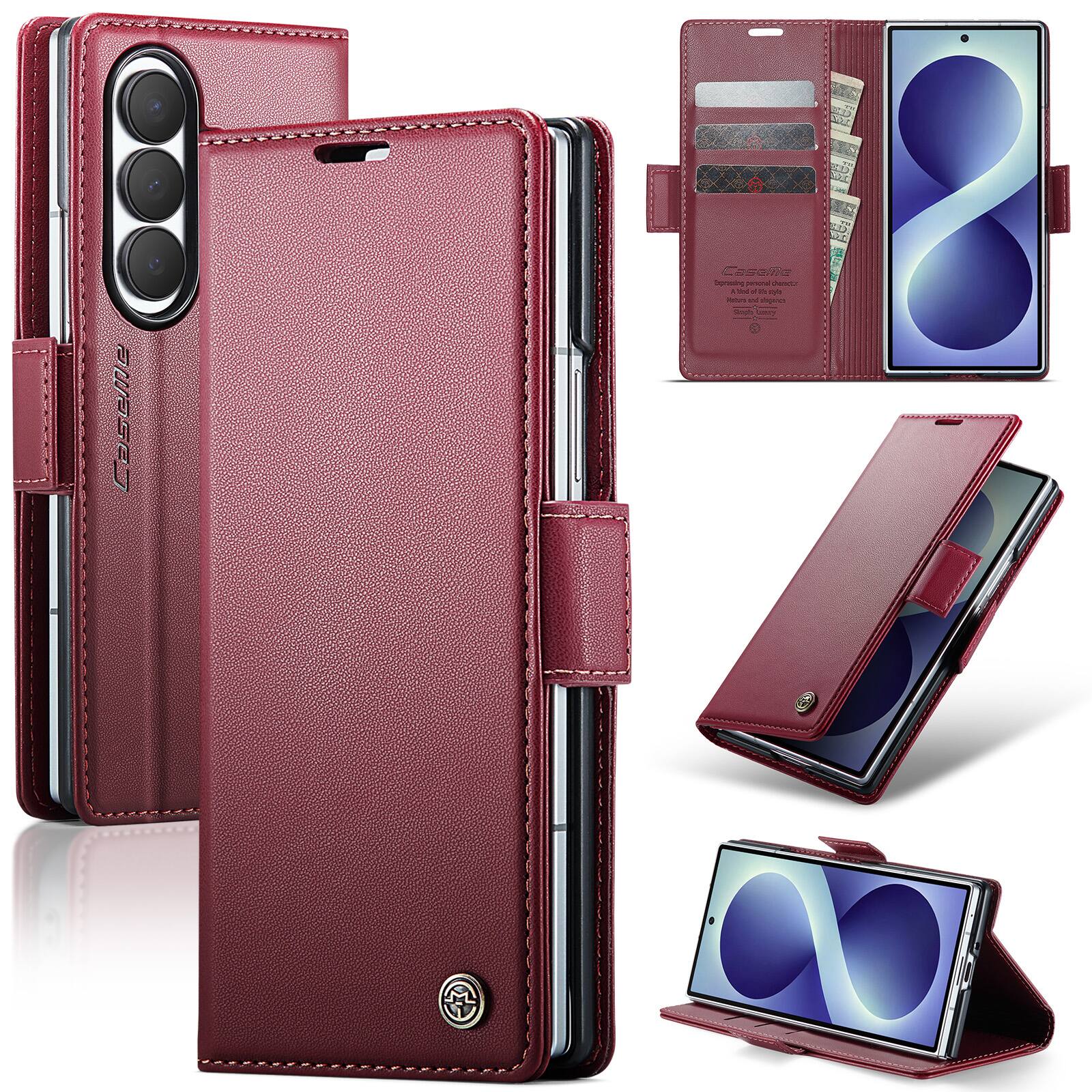 UUCOVER - For Samsung Galaxy Z Fold8 Ultra PU Leather Wallet Case with RFID Blocking Card Holder Cash Slot, Magnetic Folio Cover - Wine price history on PriceWatchPro