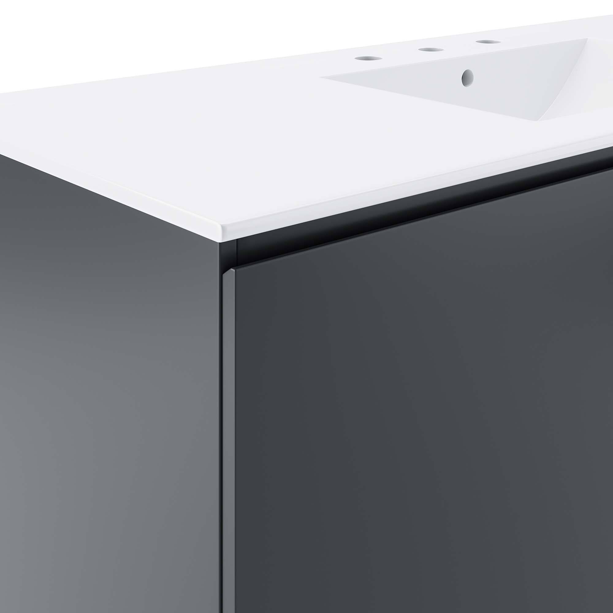 Alt View 5. Modway - Bryn Wall-Mount Bathroom Vanity Basin Included - Gray White.