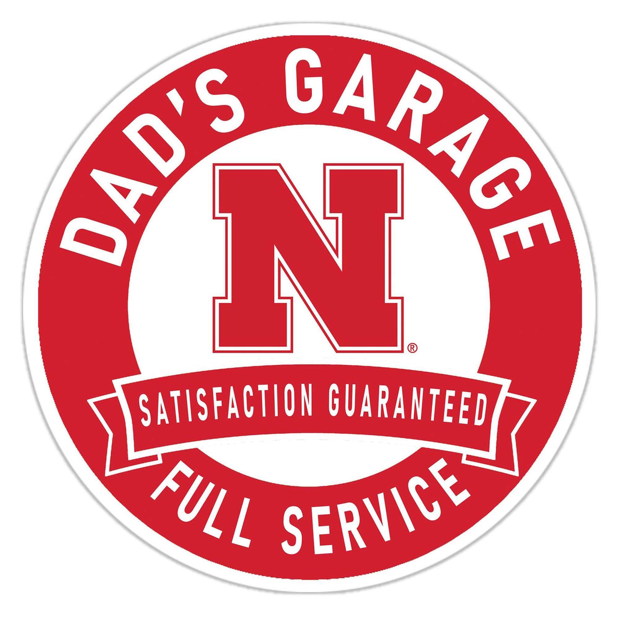 Nebraska Huskers 16" Dad's Garage Wood Sign