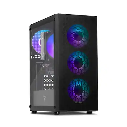 Front. YEYIAN - Yeyian Gaming PC - Yumi 570XC-460 - Ryzen 7 5700X - NVIDIA Geforce RTX 4060 - 32GB DDR4 - - Black.