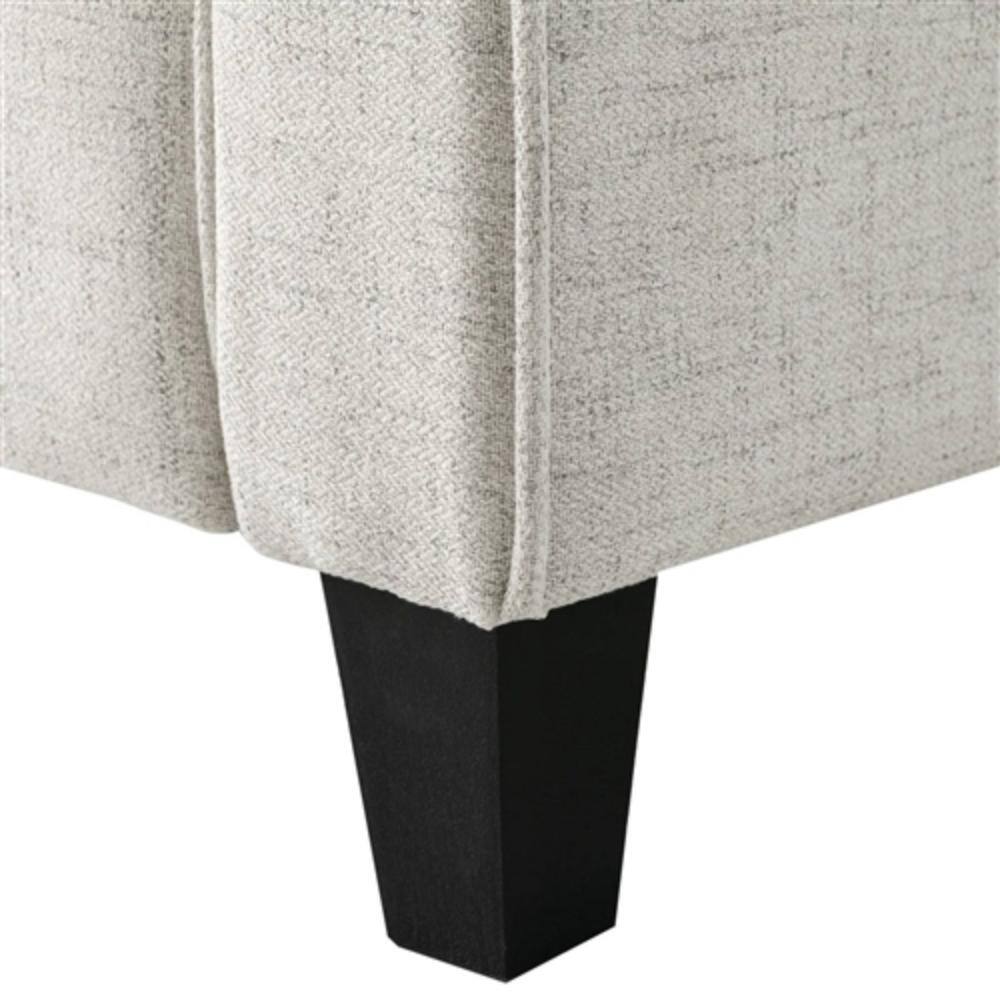 Left. Hivvago - Modern 3-Seater Upholstered Sofa in Cream Microfiber with Button Tufted Cushions - Cream.