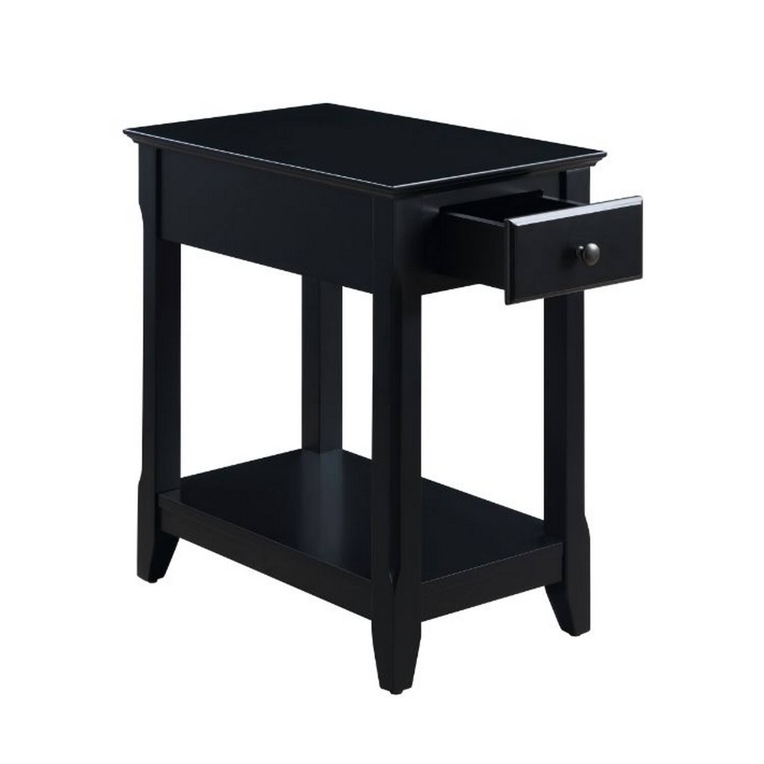 Alt View 2. Manhattan Lane - Accent Table with 1 Drawer and Bottom Shelf - Black.