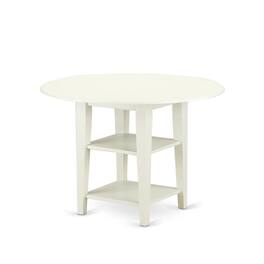East West Furniture - Dining Table Linen White - Brown