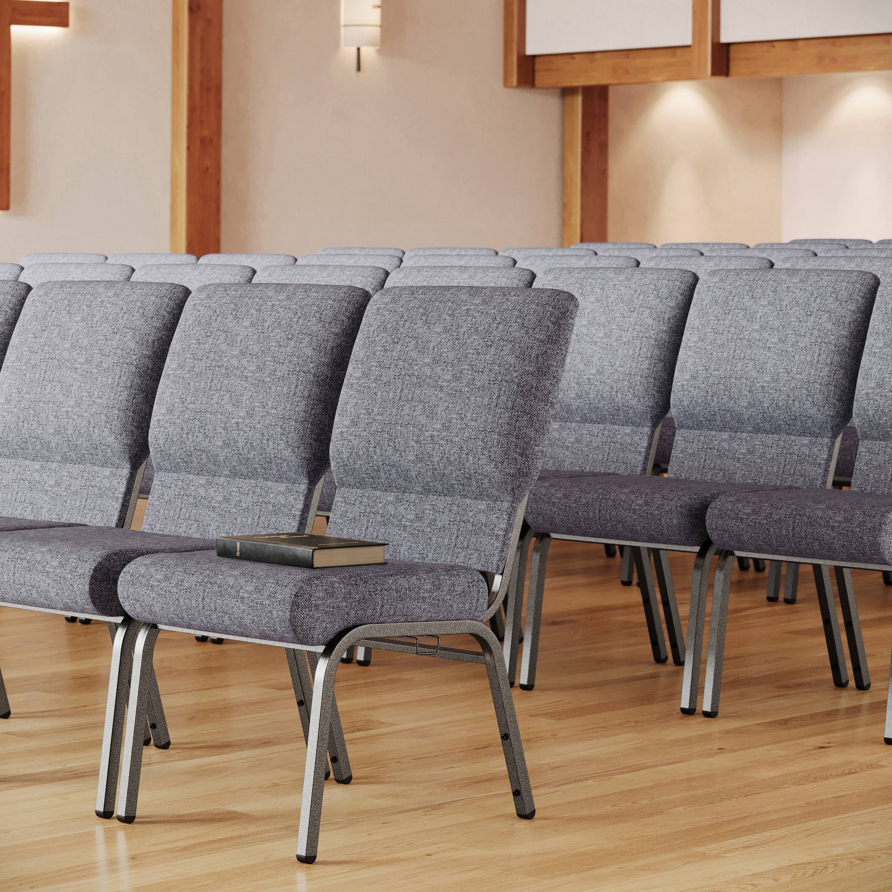 Alt View 1. Emma + Oliver - Church Chair 20.5 in. Wide - Charcoal Gray Fabric/Silver Vein Frame.