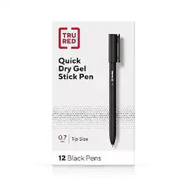 TRU RED - Quick Dry Gel Pens, Medium Point, 0.7mm, Dozen - Black