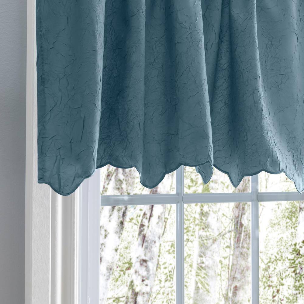 Angle. Ellis Curtain - Ellis Curtain Portland Crushed Taffeta Rod Pocket Valance - 48x15" Blue - Blue.