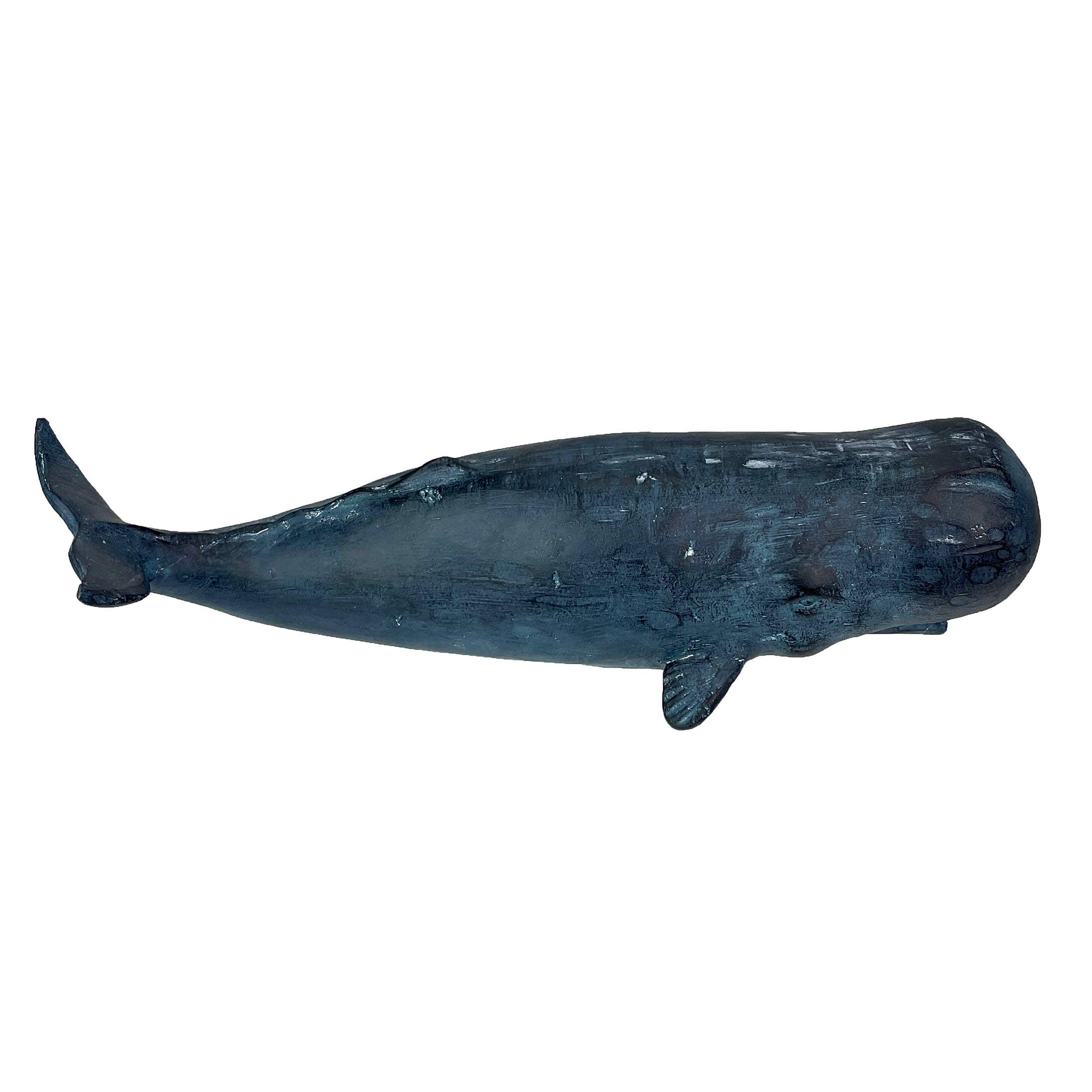 Alt View 1. Chesapeake Bay - Sperm Whale Statue 15in Hand-Painted Resin Ocean Marine Decor Coastal Sculpture - Blue.