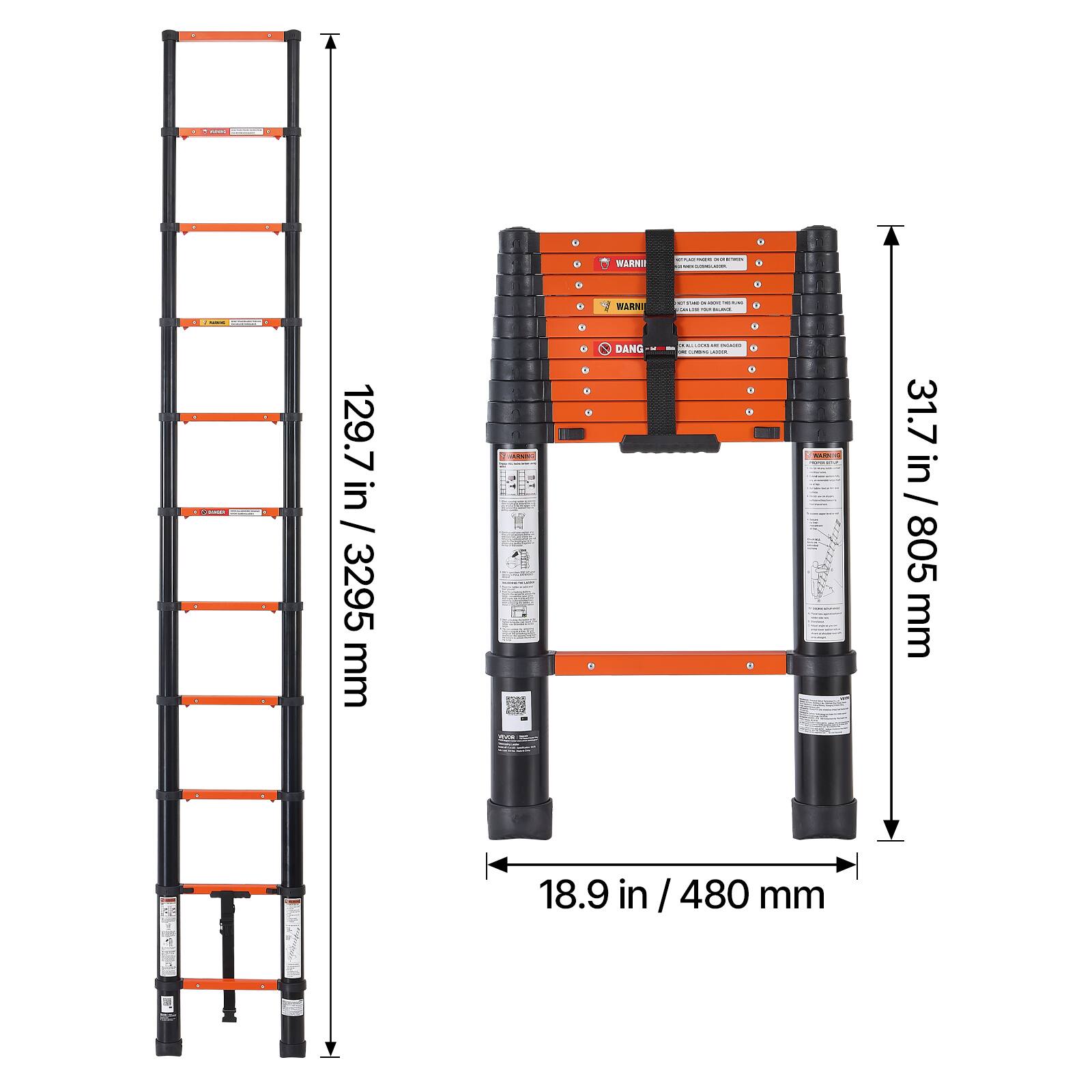 - WARNING
- DANGER
- 129.7 in / 3295 mm
- 31.7 in / 805 mm
- 18.9 in / 480 mm