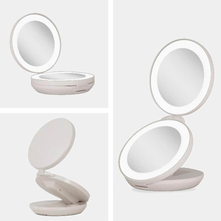 Zadro Compact Lighted Travel Mirror with 10X/1X Magnifications and