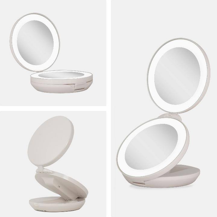 Alt View 4. Zadro - Compact Lighted Travel Mirror with 10X/1X Magnifications and LED Illumination - Blush Pink.