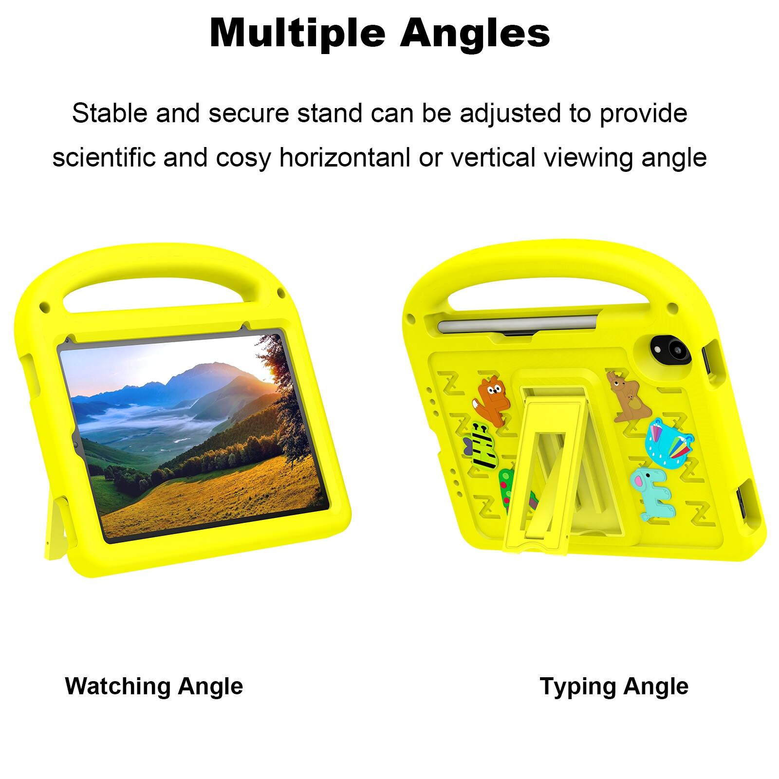 Multiple Angles

Stable and secure stand can be adjusted to provide scientific and cosy horizontal or vertical viewing angle

Watching Angle

Typing Angle