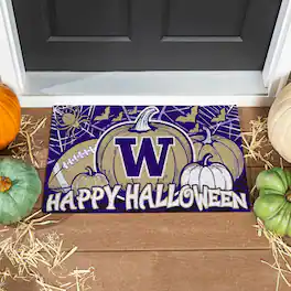 Evergreen Enterprises - Washington Huskies 28" x 16" Happy Halloween Turf Door Mat - Multicolor