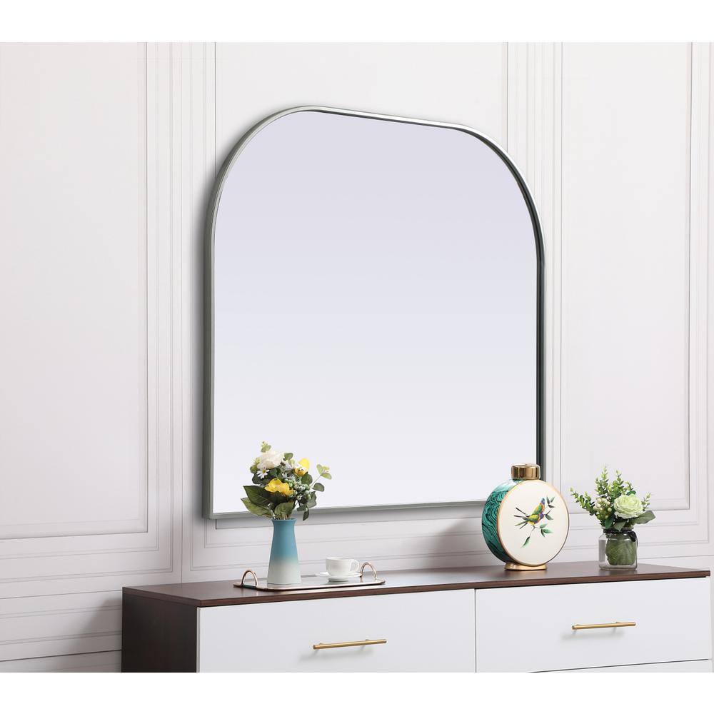 Alt View 2. Elegant Decor - Metal Frame Arch Mirror 40x34 Inch in Silver - Silver.