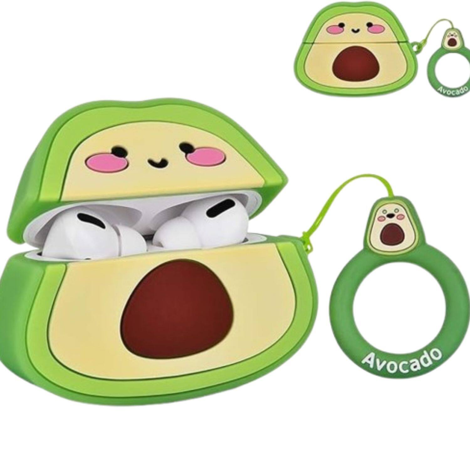 Stock Preferred - Cute Fruit & Animal Cartoon Silicone AirPods Charging Case-Avocado - Avocado/Green