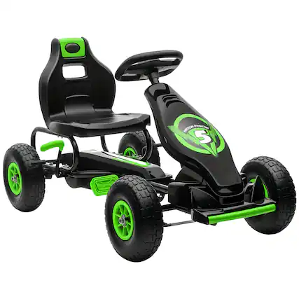 Front. Aosom - Kids Pedal Go Kart Ride-on Toy, Tough Wear-Resistant Tread, Suspension System, Safety Hand Brake, Ages 5-12.