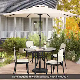 Mondawe - Outdoor Heavy Duty Market Umbrella with Crank Handle and 8 Sturdy Ribs - Beige