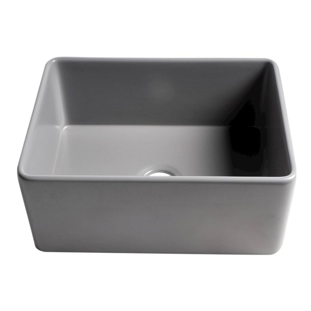 Alt View 1. Alfi - ALFI brand Gray Matte Smooth Apron 24 x 18 Single Bowl Fireclay Farm Sink - Gray.