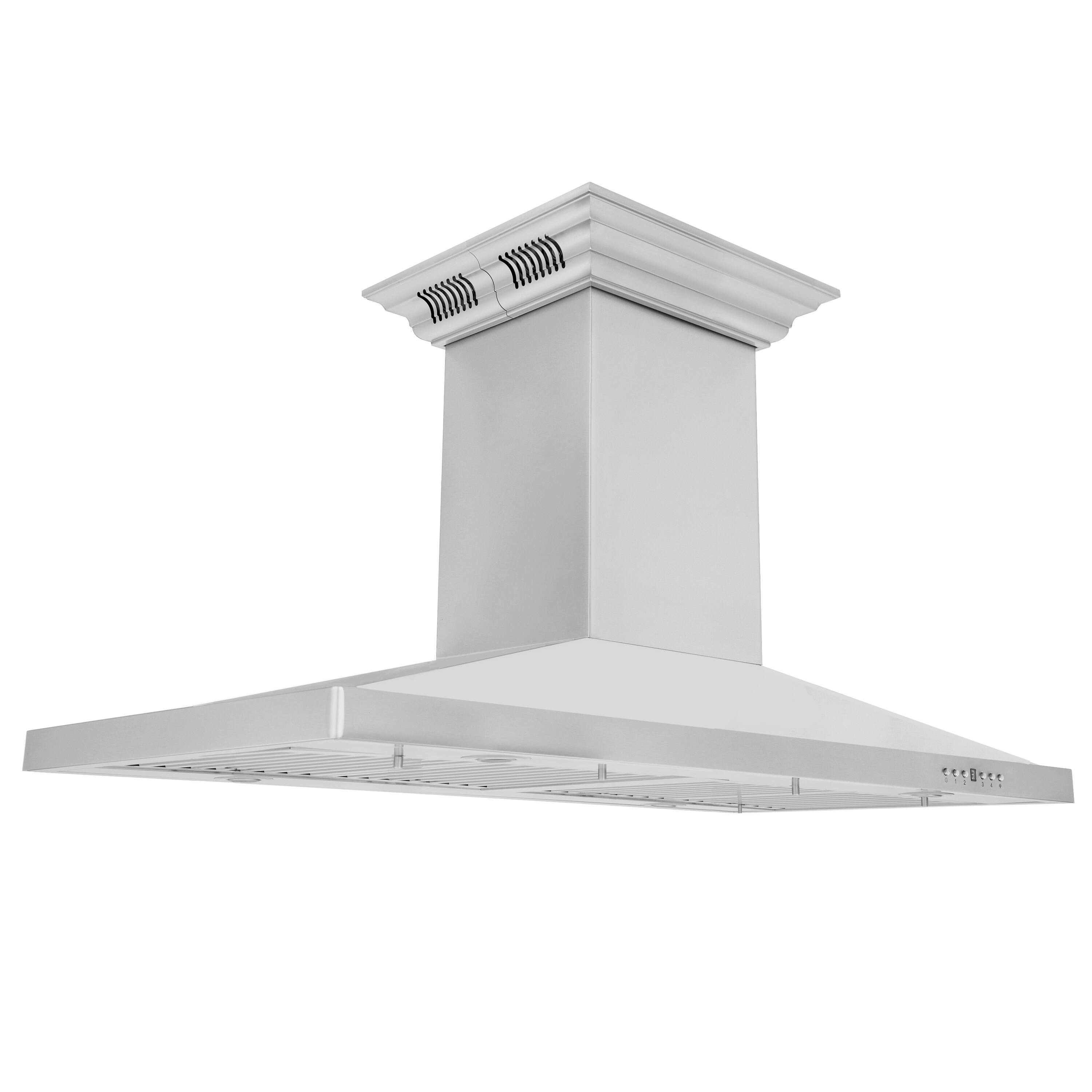 Back. ZLINE - 42 in. ZLINE CrownSound™Ducted Vent Island Mount Range Hood in Stainless Steel with Built-in Bluetooth Speakers - Stainless Steel.