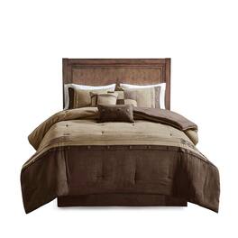 Gracie Mills - Maldonado 7-Piece Rustic Faux Suede Comforter Set - Brown