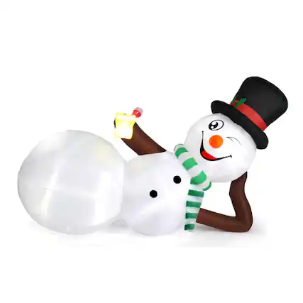 Front. Winado - Christmas Lying Snowman Decorations 10 FT Inflatable with Lights for Outdoor Holiday - White.
