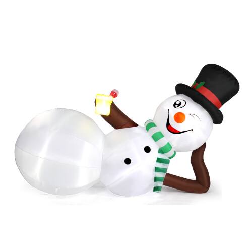 Front. Winado - Christmas Lying Snowman Decorations 10 FT Inflatable with Lights for Outdoor Holiday - White.