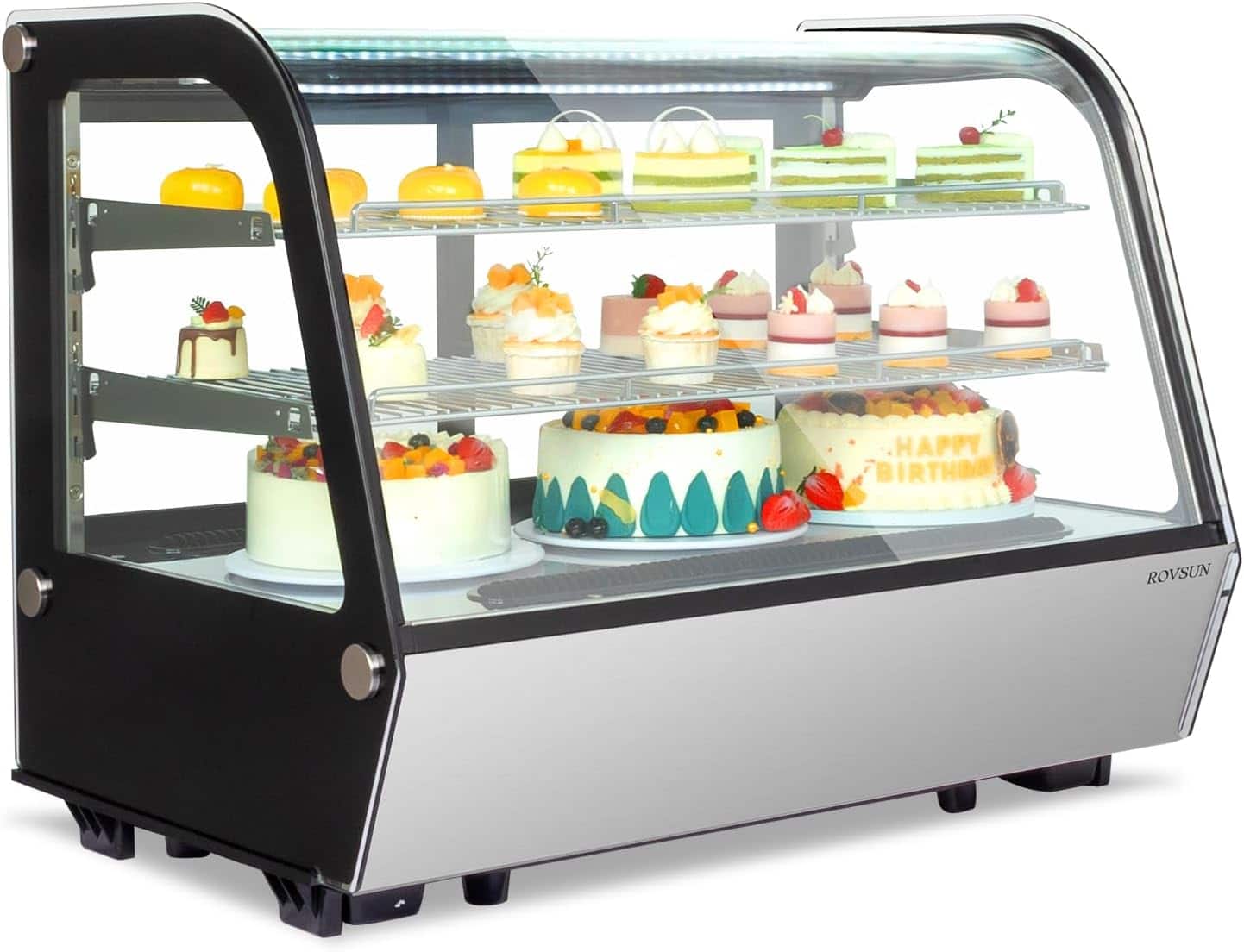 Winado - 5.7 Cu.Ft Commercial Refrigerator, Refrigerated Display Case Countertop Display Refrigerator w/LED Air-cooling Automatic - Silver